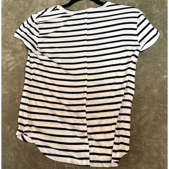 FRAME Navy Blanc Nautical Stripe Tee T-Shirt Womens S Casual Chic - Picture 5 of 8
